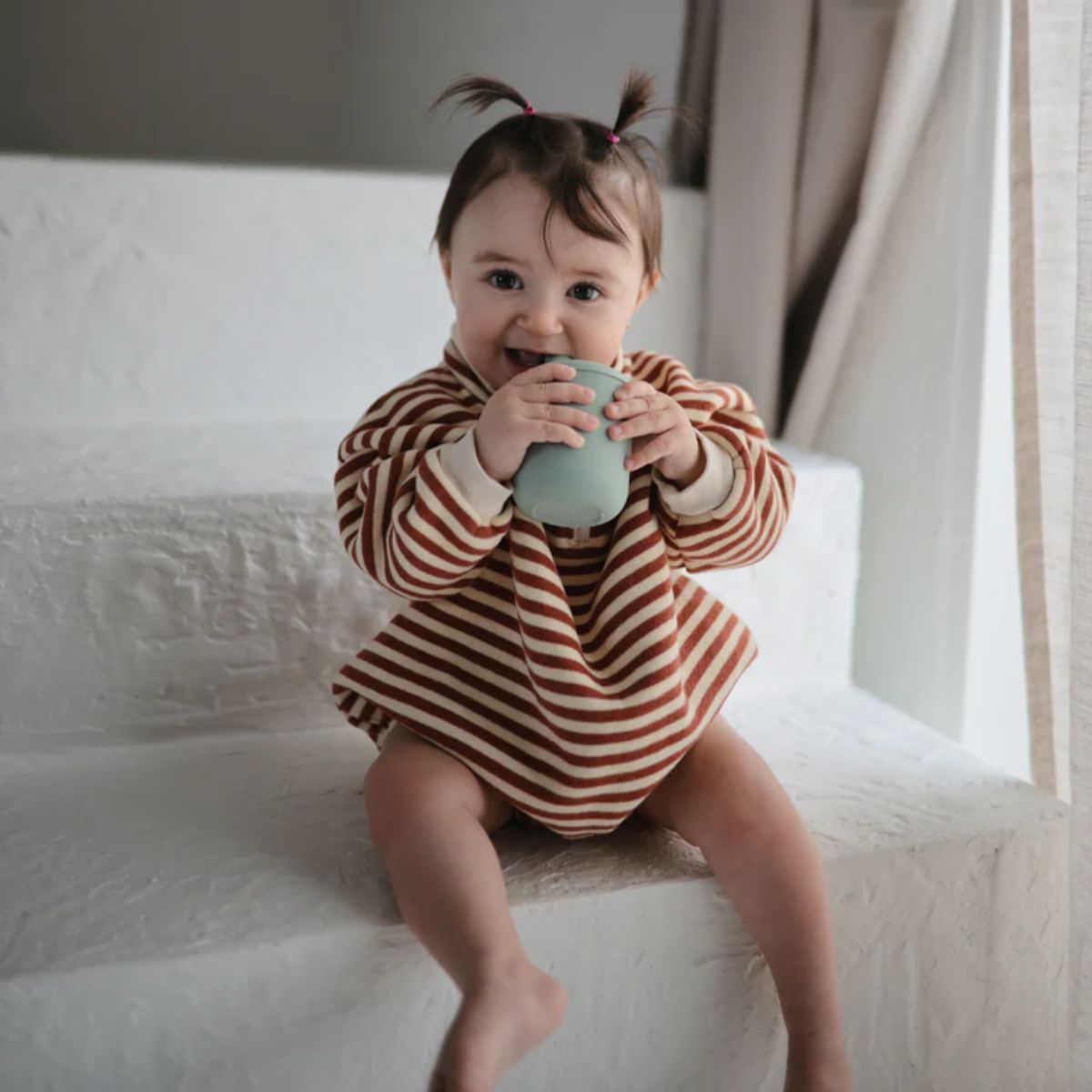 Mushie Baby Sippy Cup - Cambridge Blue - Encourages Independent Drinking