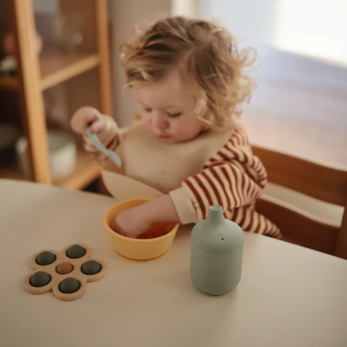 Mushie Baby Sippy Cup - Powder Blue - Easy for Little Hands to Hold