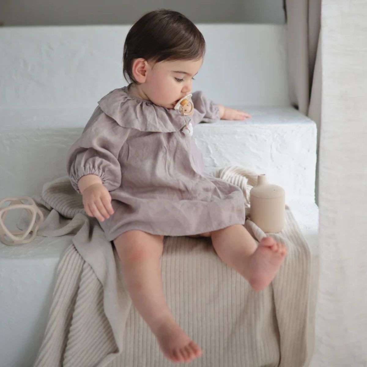 Mushie Baby Sippy Cup - Soft Lilac - Easy for Little Hands to Hold